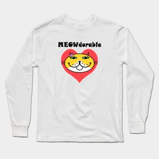 MEOWdorable - PURRty Yellow Kitty Face on a Red Heart Long Sleeve T-Shirt